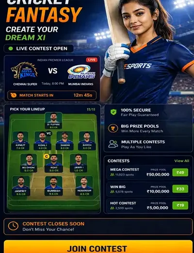 Come (come win) fantasy cricket & matchday visual 3